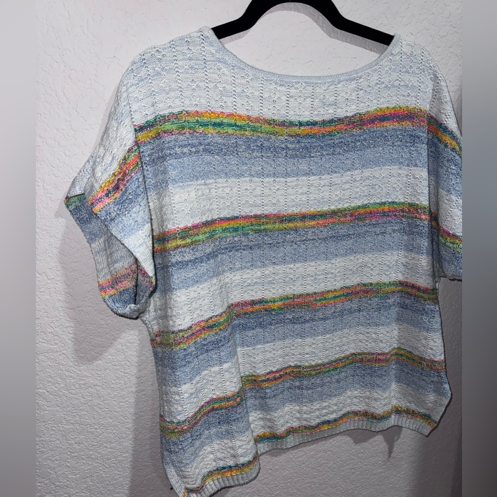 Tribal Jeans Neon Rainbow Knit Top Medium - Picture 6 of 6